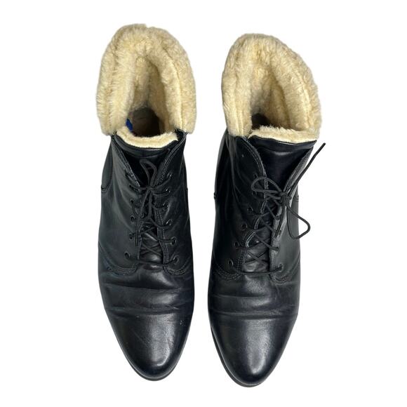 Santana Canada VTG Black Leather Sherpa Lined Boots Mid Calf Winter Biker 8.5 - Picture 2 of 14